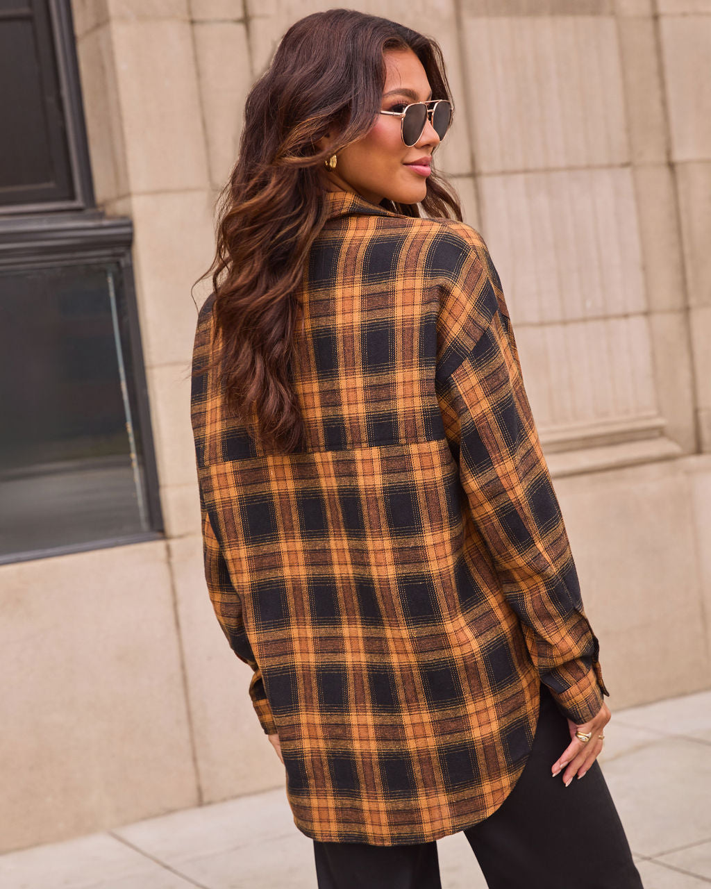 Petaluma Cotton Blend Plaid Button Down Top-Vogue Logic