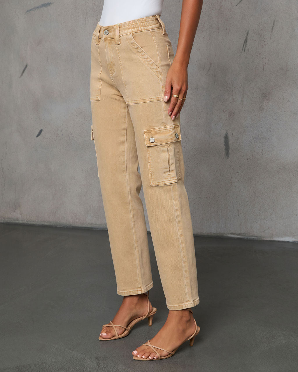 Hauser Stretch Cargo High Rise Jeans-Vogue Logic