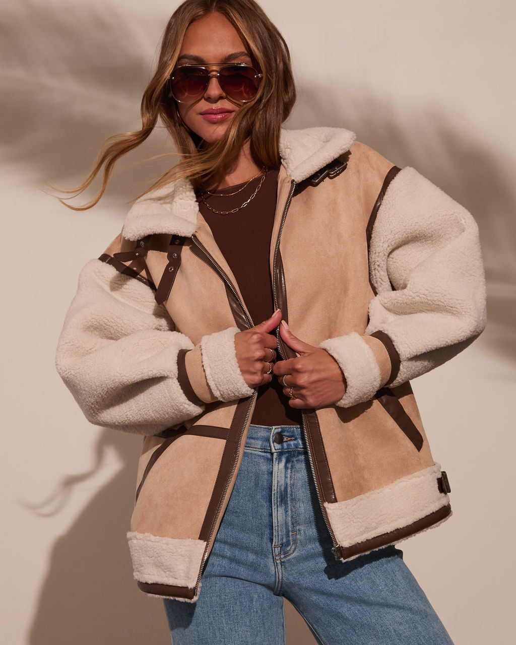 No Chill High Neck Suede Belted Jacket-Vogue Logic