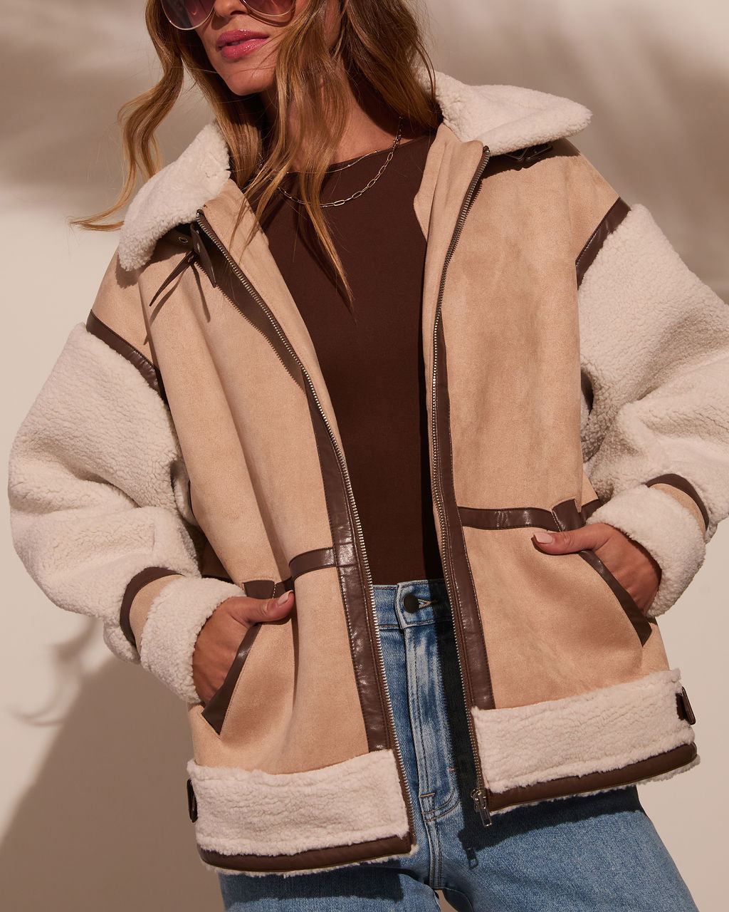 No Chill High Neck Suede Belted Jacket-Vogue Logic