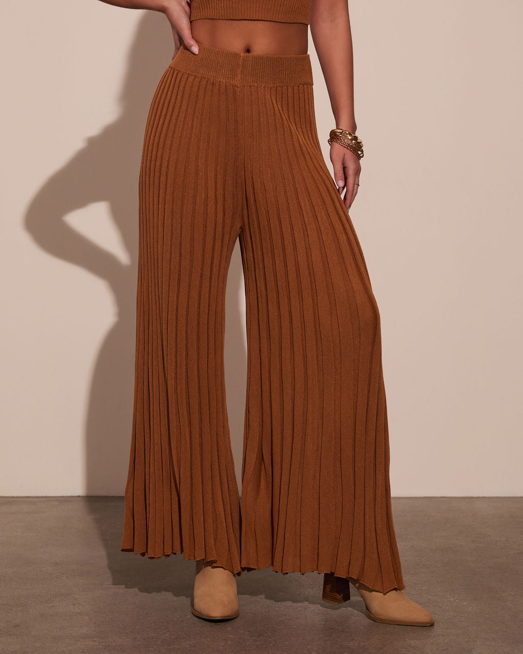 Winslow Wide Leg Pleated Knitwear Pant-Vogue Logic