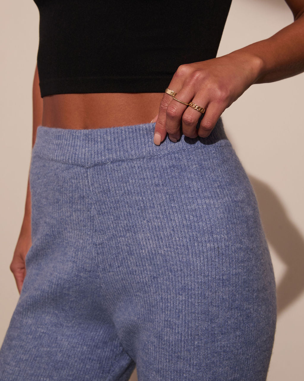 Soft Snowfall Ribbed Joggers-Vogue Logic