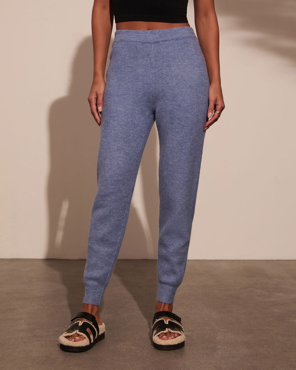 Soft Snowfall Ribbed Joggers-Vogue Logic