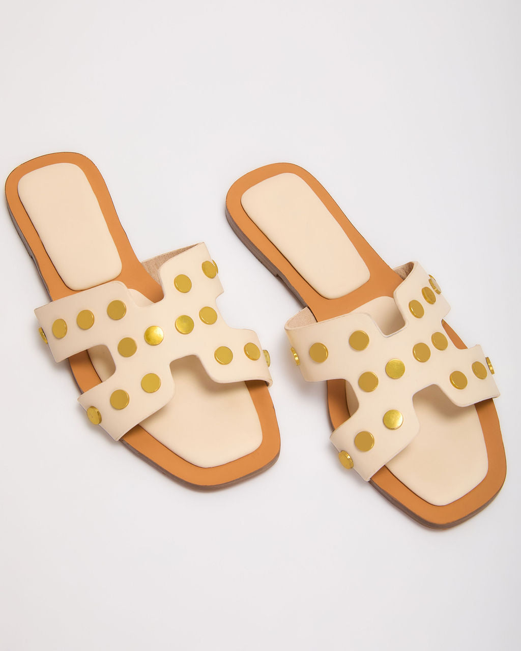 Off the Coast Studded Flat Sandals-Vogue Logic