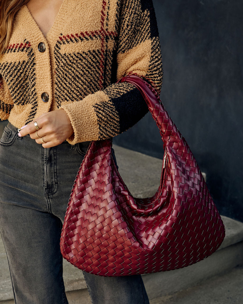 Cheli Woven Leather Hobo Bag-Vogue Logic