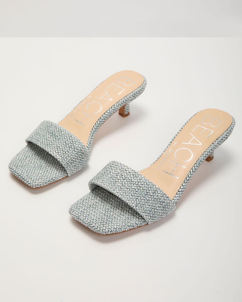 Lenie Straw Kitten Heel Mule-Vogue Logic