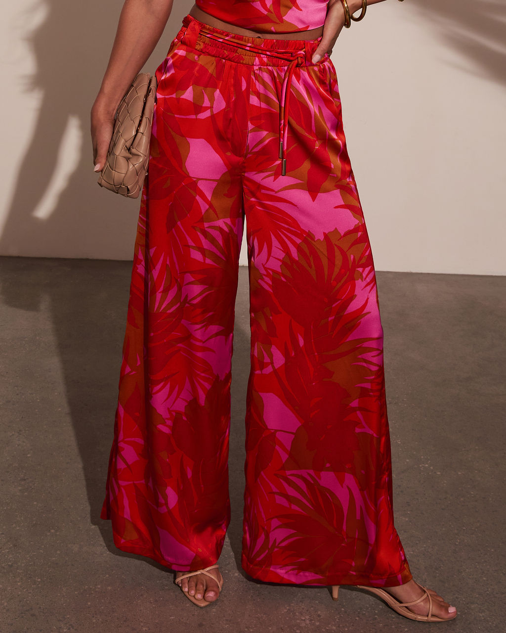Sunset Sangria Tropical Wide Leg Pants-Vogue Logic