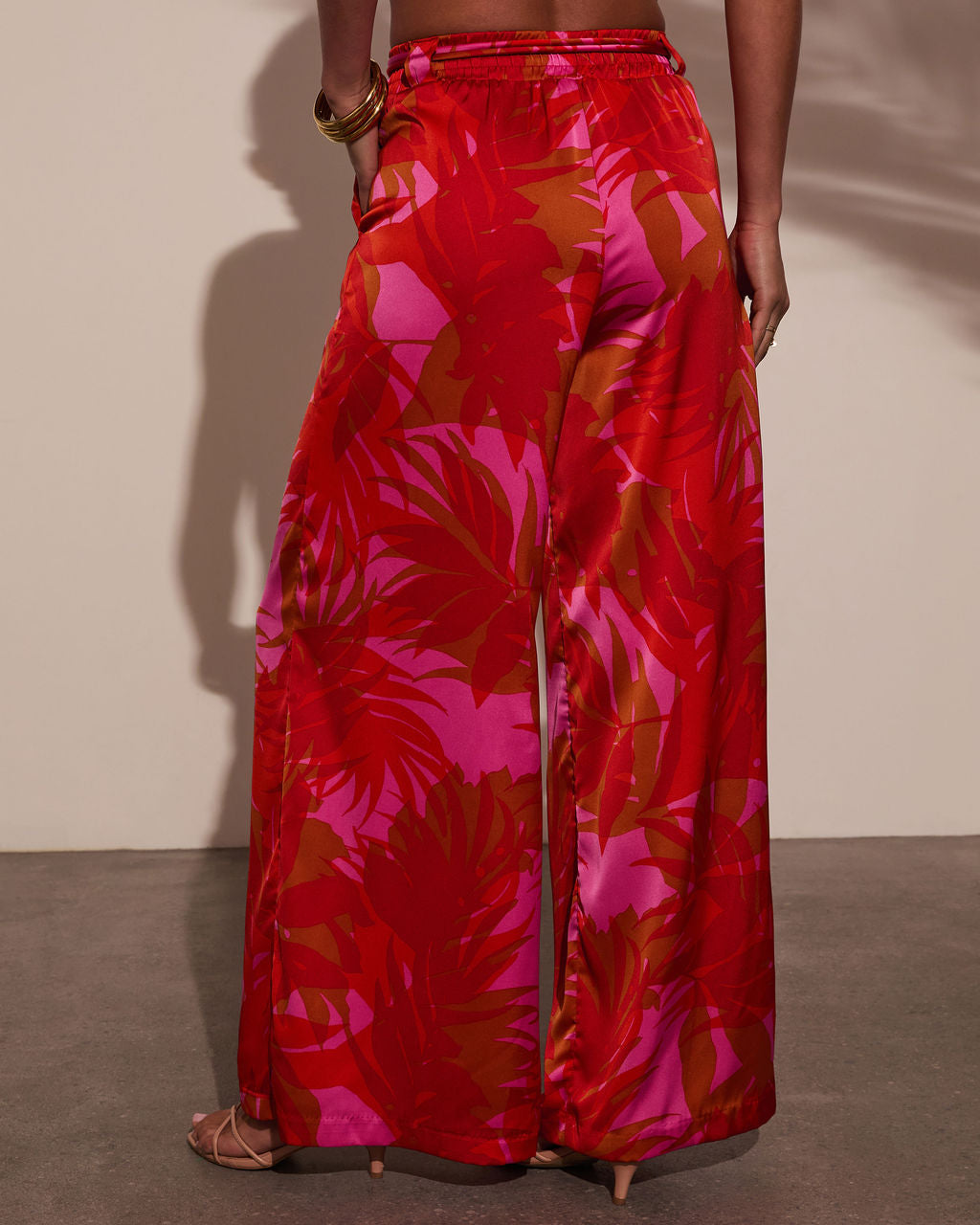 Sunset Sangria Tropical Wide Leg Pants-Vogue Logic