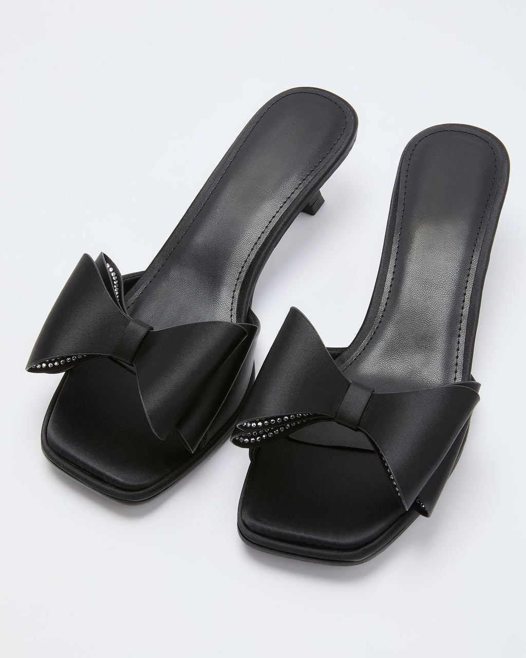 Cranberry Moon Satin Bow Kitten Heels-Vogue Logic