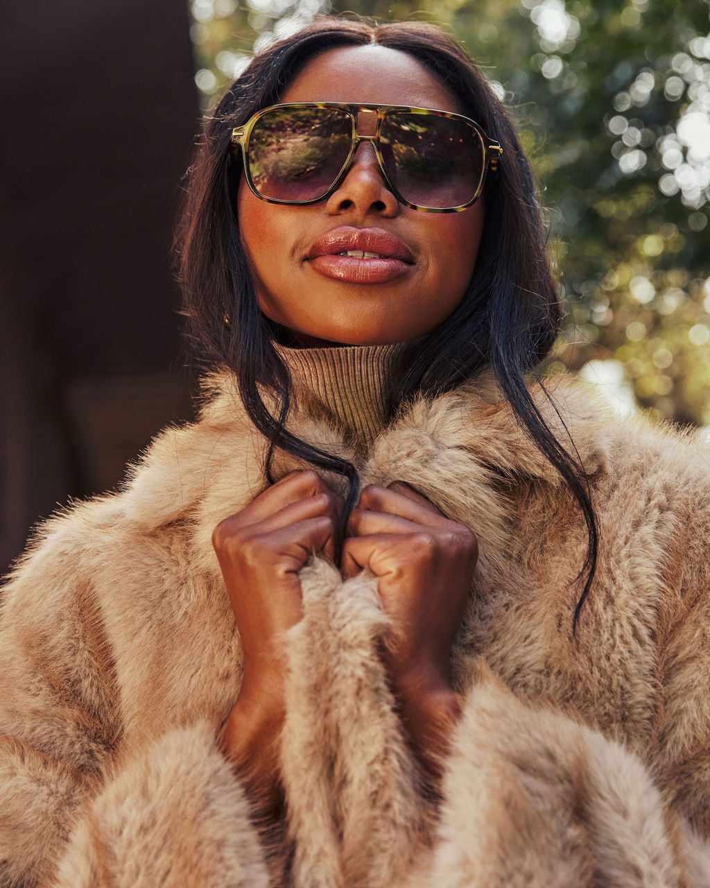 Fuzzy Feeling Faux Fur Coat-Vogue Logic