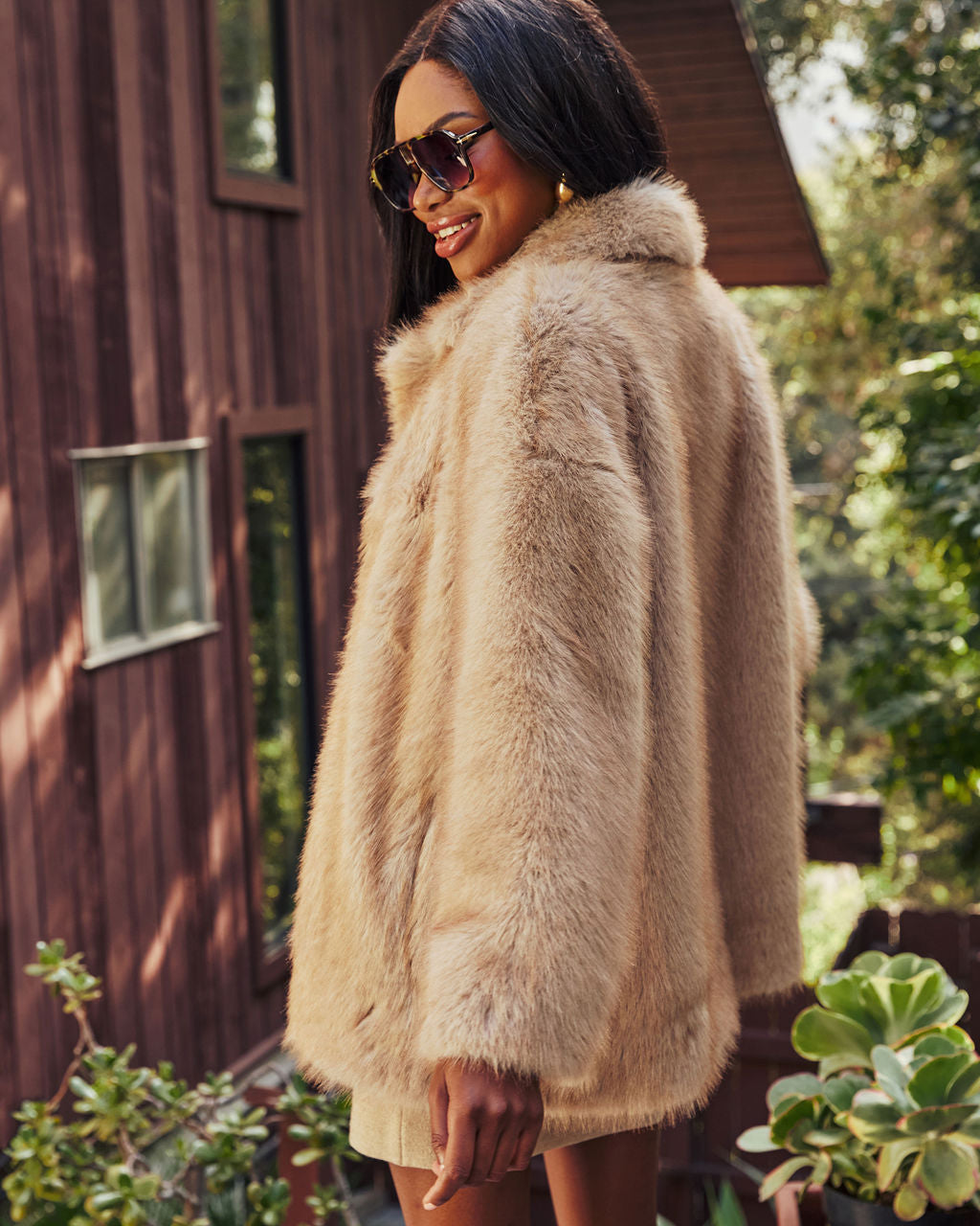 Fuzzy Feeling Faux Fur Coat-Vogue Logic