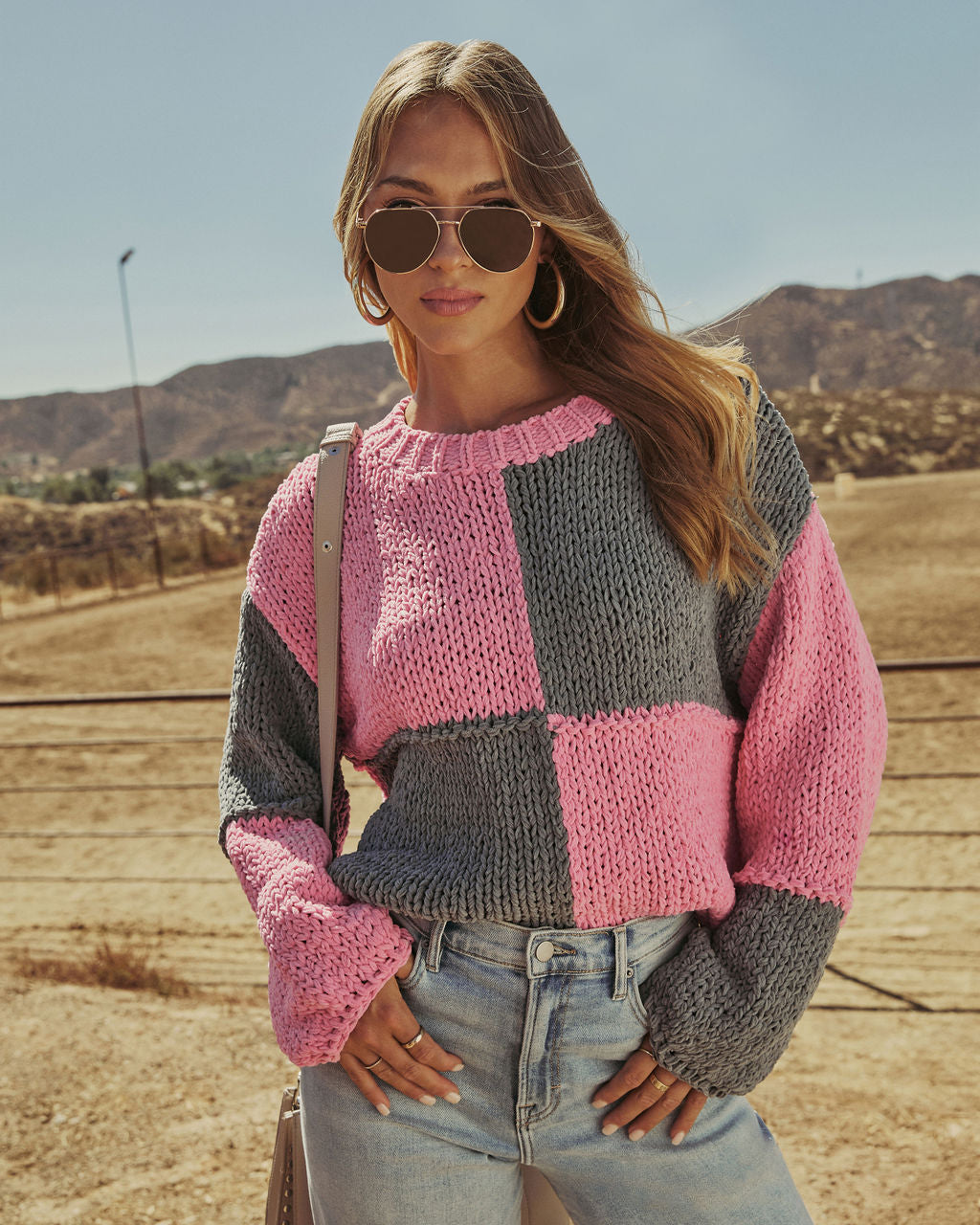 Bonfire Gleam Crochet Colorblock Sweater-Vogue Logic