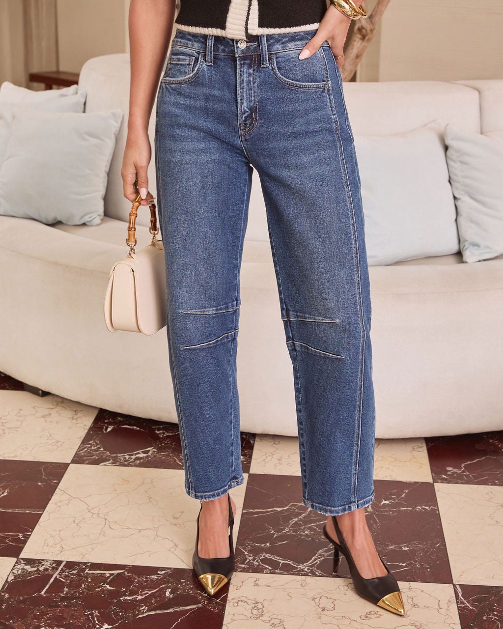 Ollie Stretch Pintuck Barrel Jeans-Vogue Logic