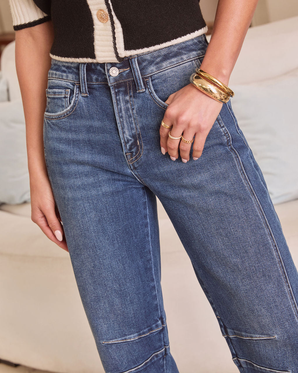 Ollie Stretch Pintuck Barrel Jeans-Vogue Logic