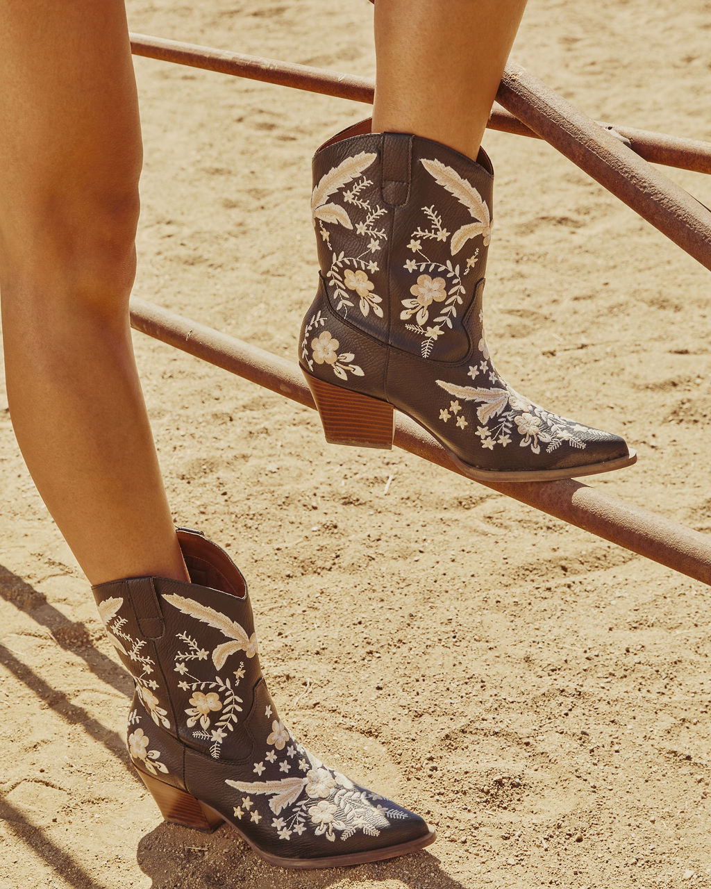 Full Bloom Embroidered Floral Western Bootie-Vogue Logic