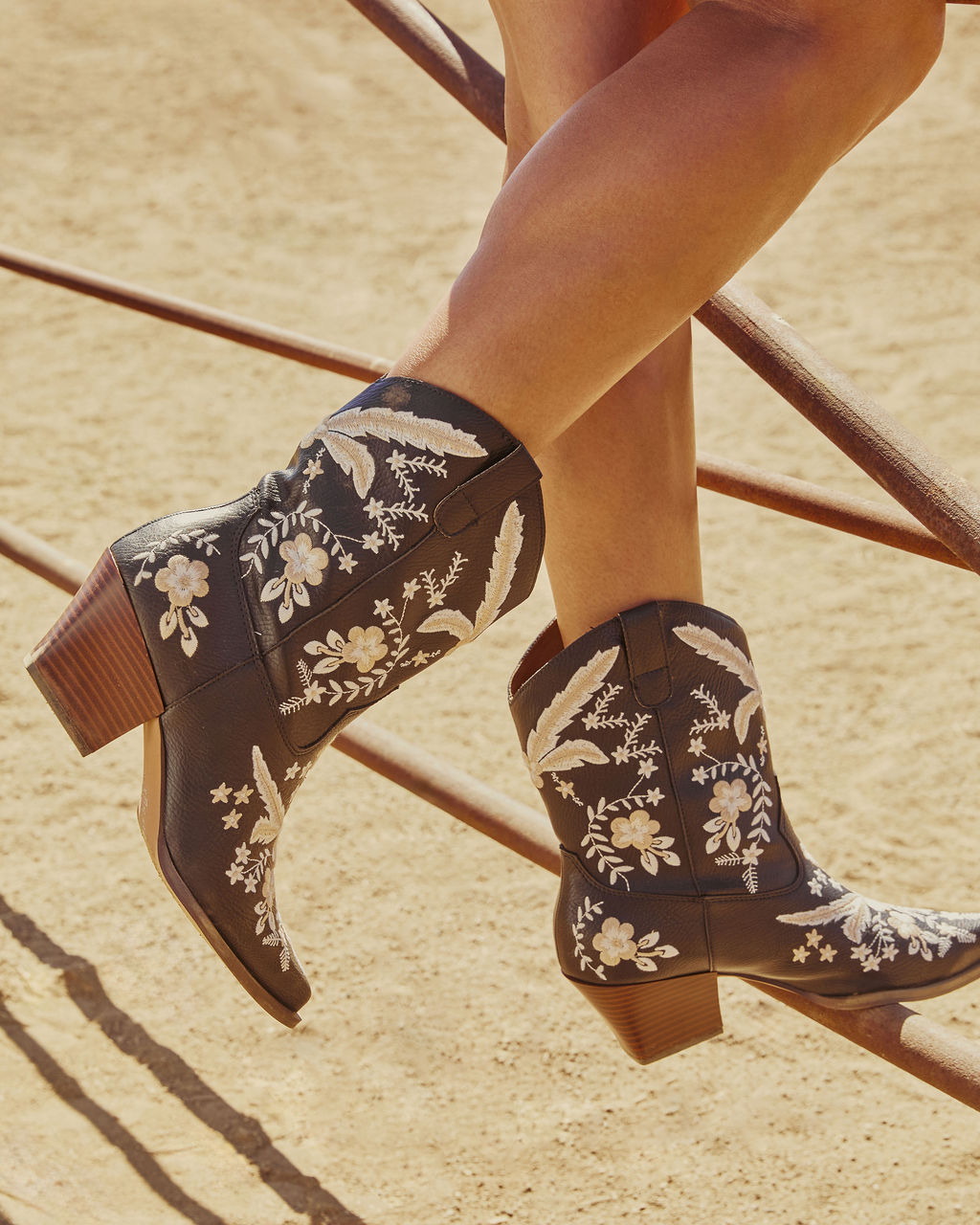 Full Bloom Embroidered Floral Western Bootie-Vogue Logic