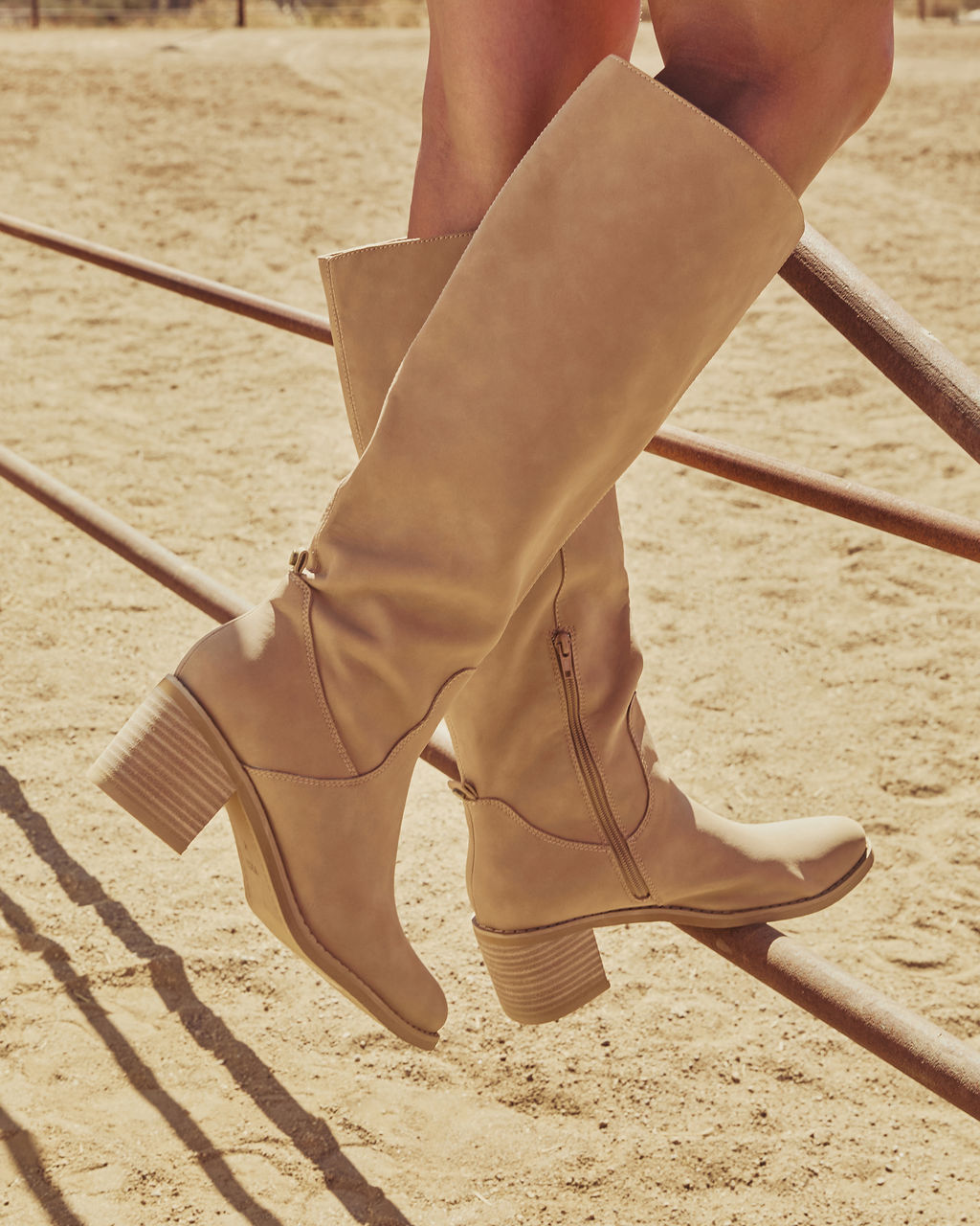 Maple Butter Faux Leather Knee High Riding Boot-Vogue Logic