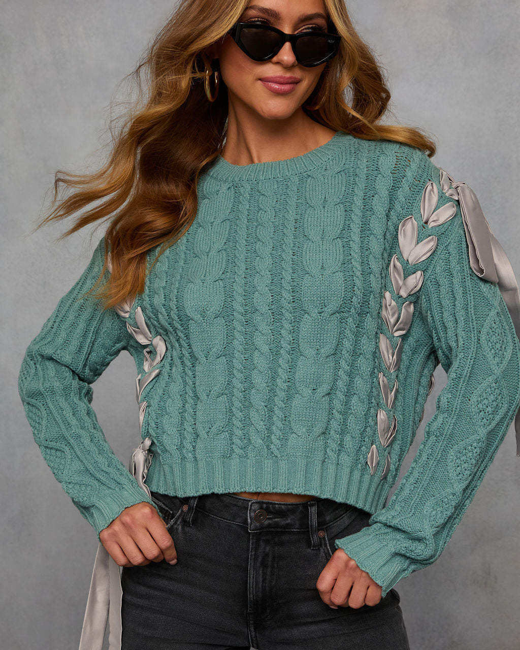 Maleena Braided Ribbon Sweater-Vogue Logic