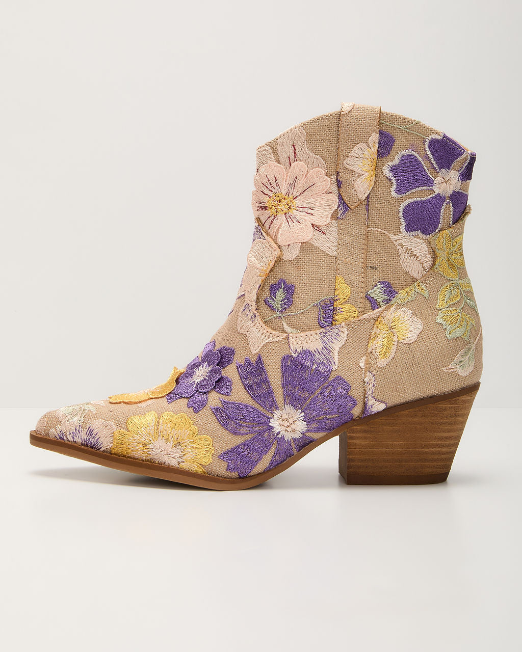 Sandrine Embroidered Floral Booties-Vogue Logic