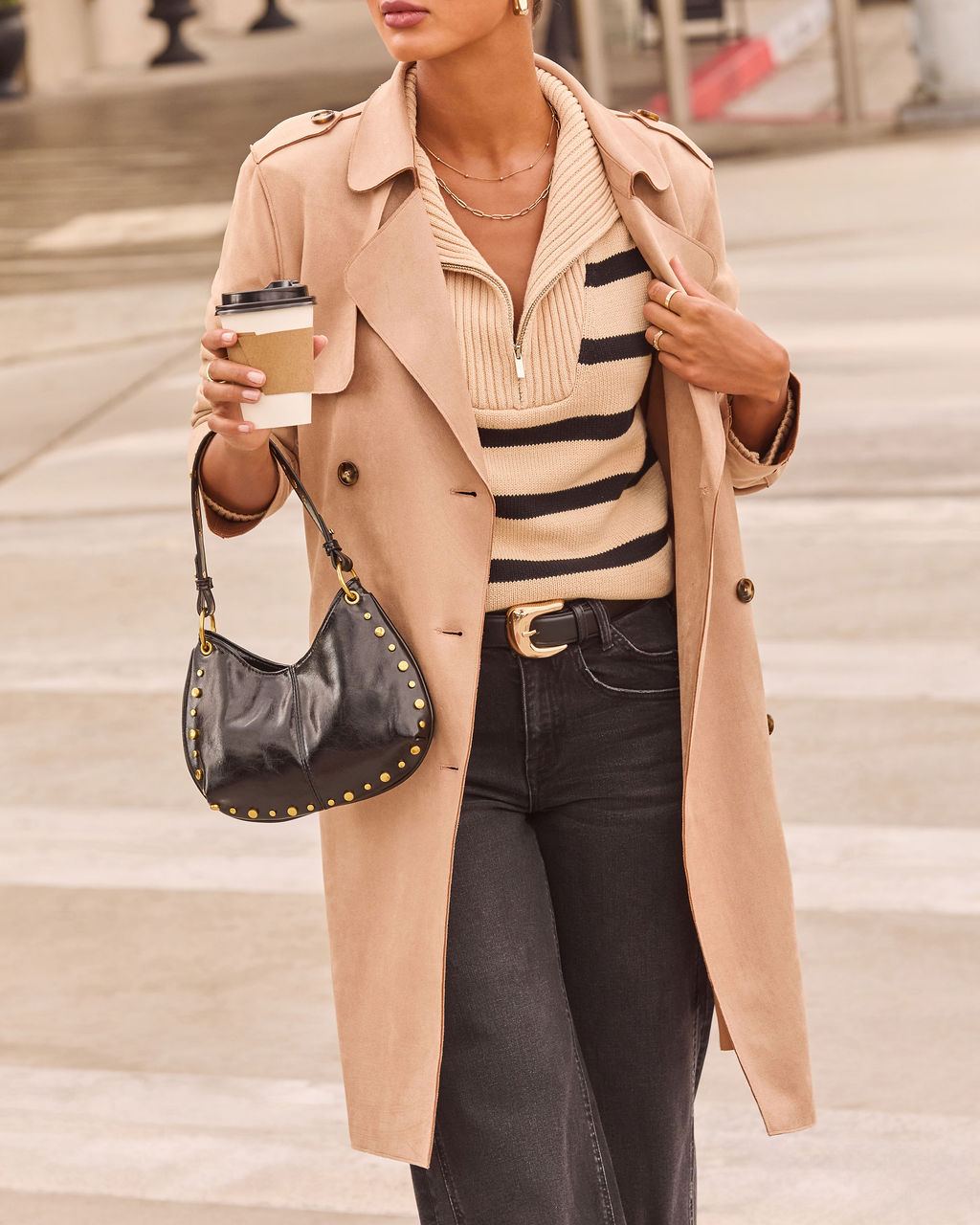 Pinecrest Suede Trench Coat-Vogue Logic