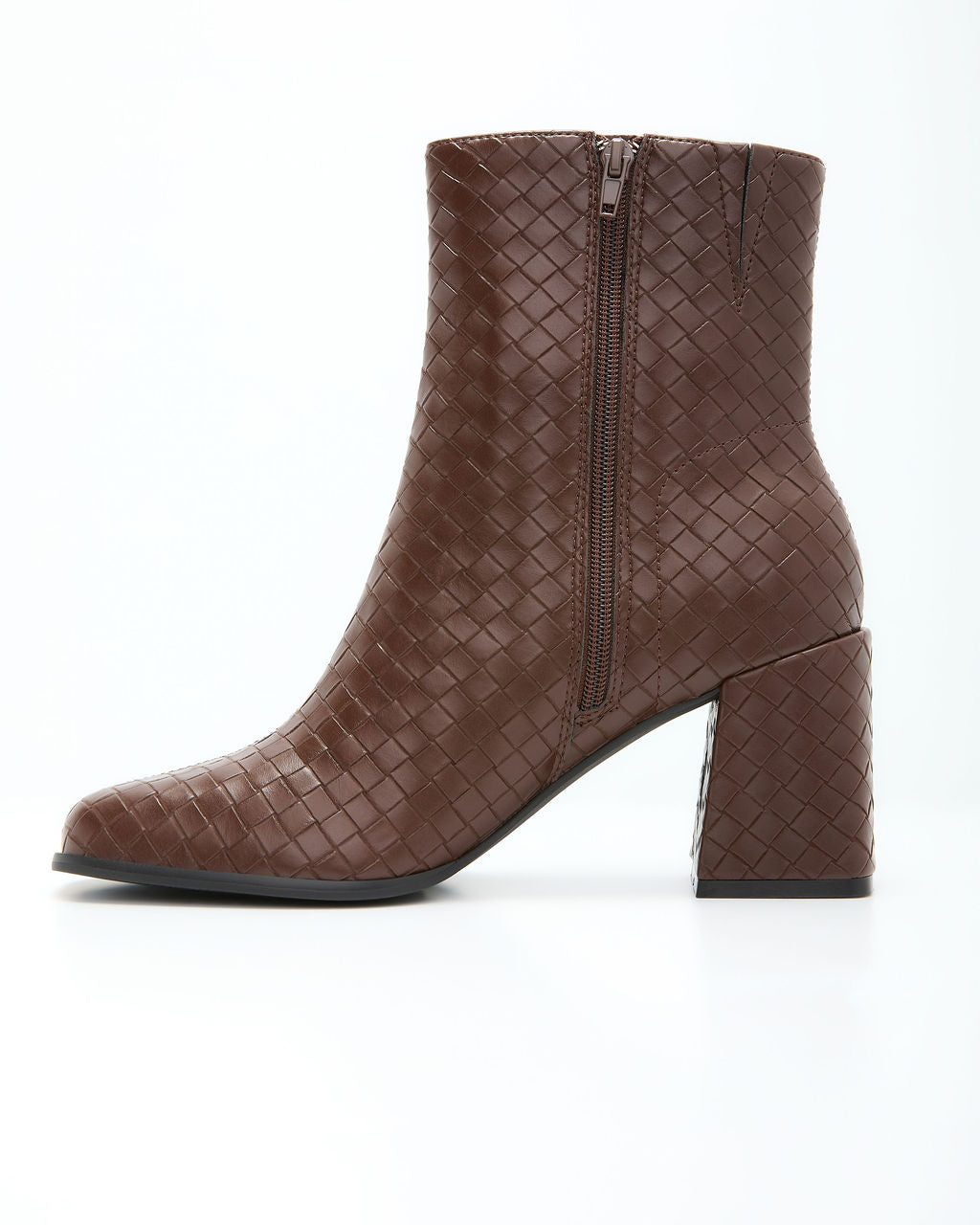 Chanie Woven Vegan Leather Booties-Vogue Logic