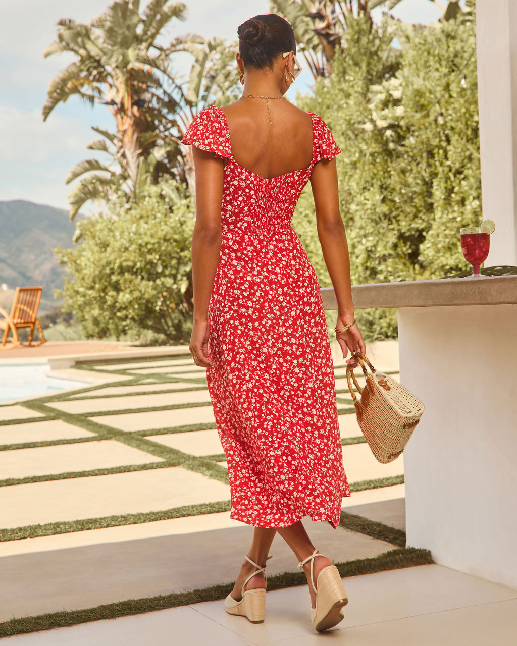 Whimsy Garden Floral Midi Dress-Vogue Logic