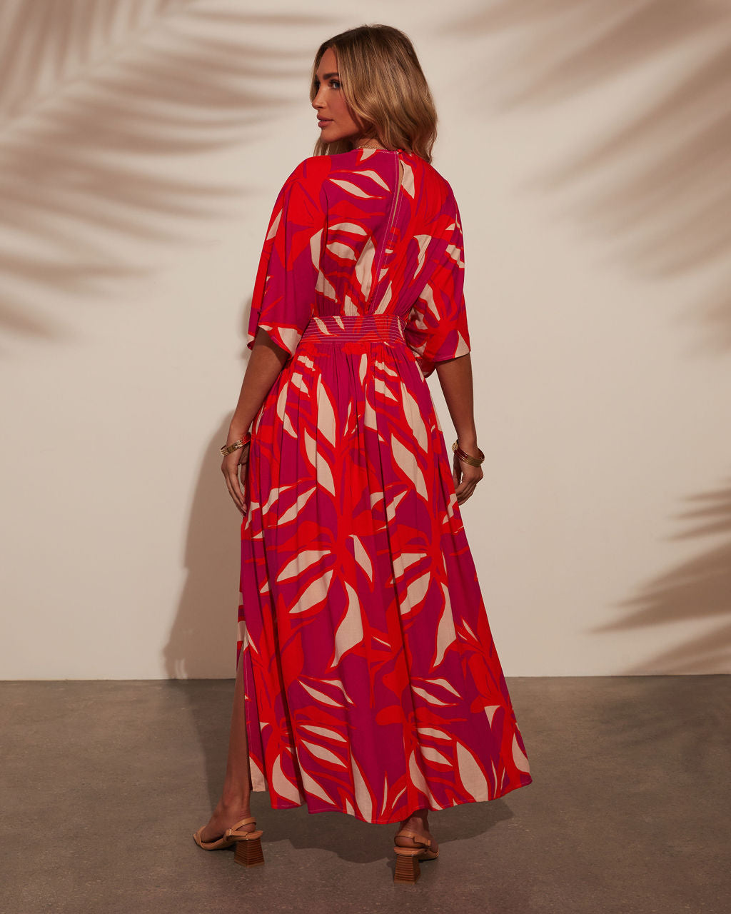 Erin Printed Kimono Sleeve Maxi Dress-Vogue Logic