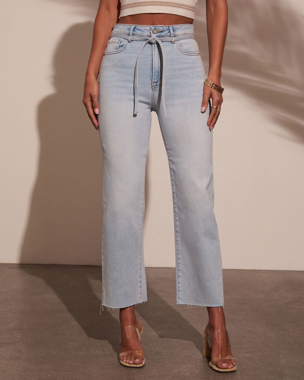 Fitzpatrick Super Stretch High Rise Belted Jeans-Vogue Logic