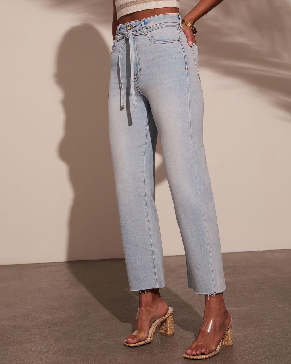 Fitzpatrick Super Stretch High Rise Belted Jeans-Vogue Logic