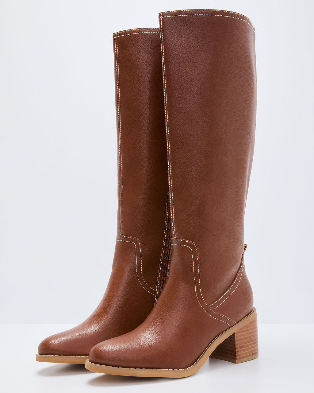Maple Butter Faux Leather Knee High Riding Boot-Vogue Logic