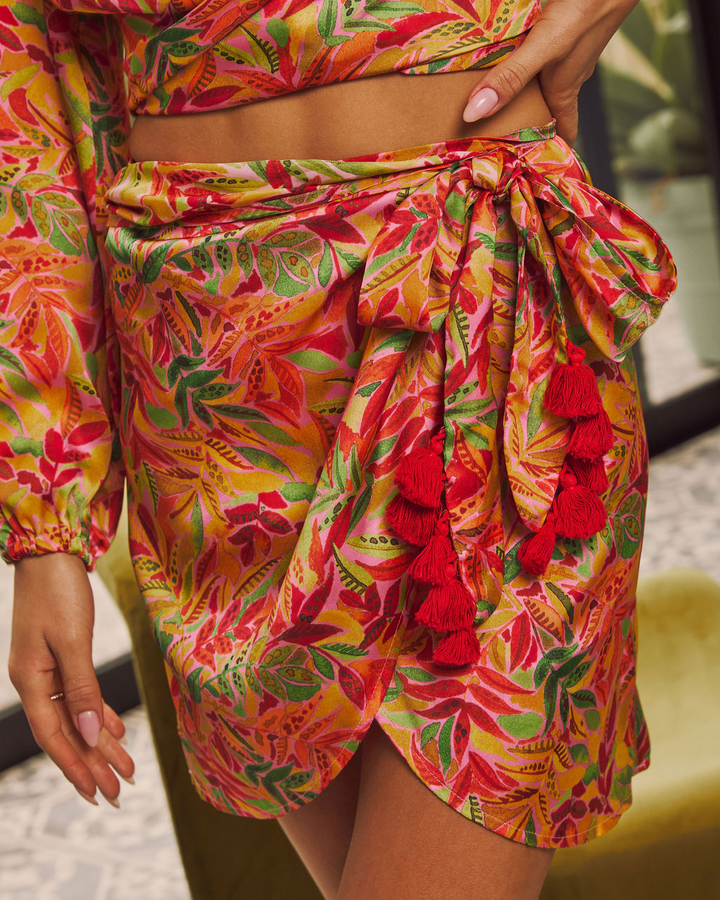 Tawney Abstract Wrap Skirt-Vogue Logic