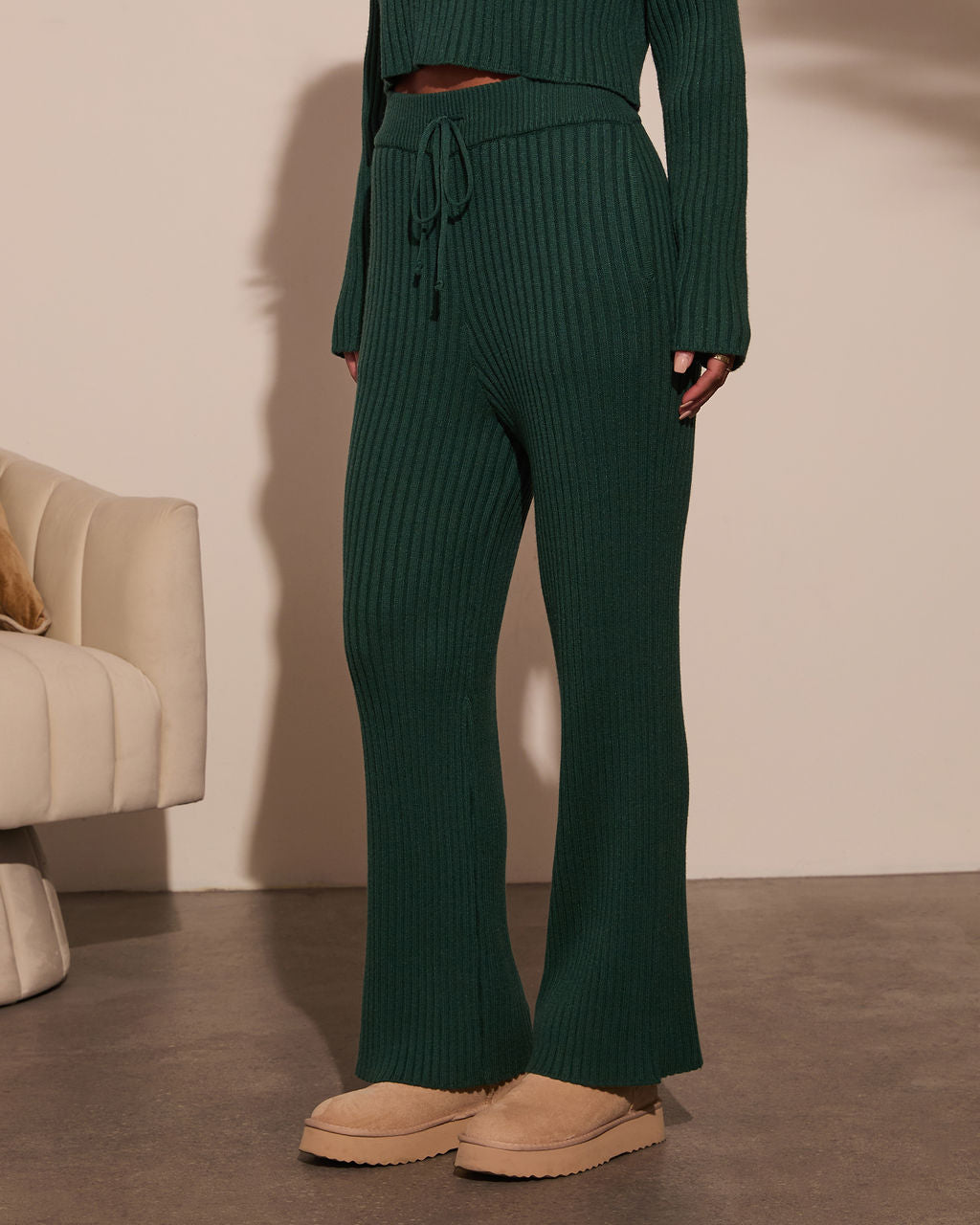 Alliena Ribbed Wide Leg Pants-Vogue Logic