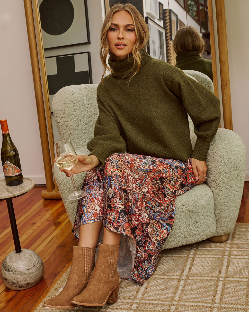 Sweater Weathered Turtleneck Sweater-Vogue Logic