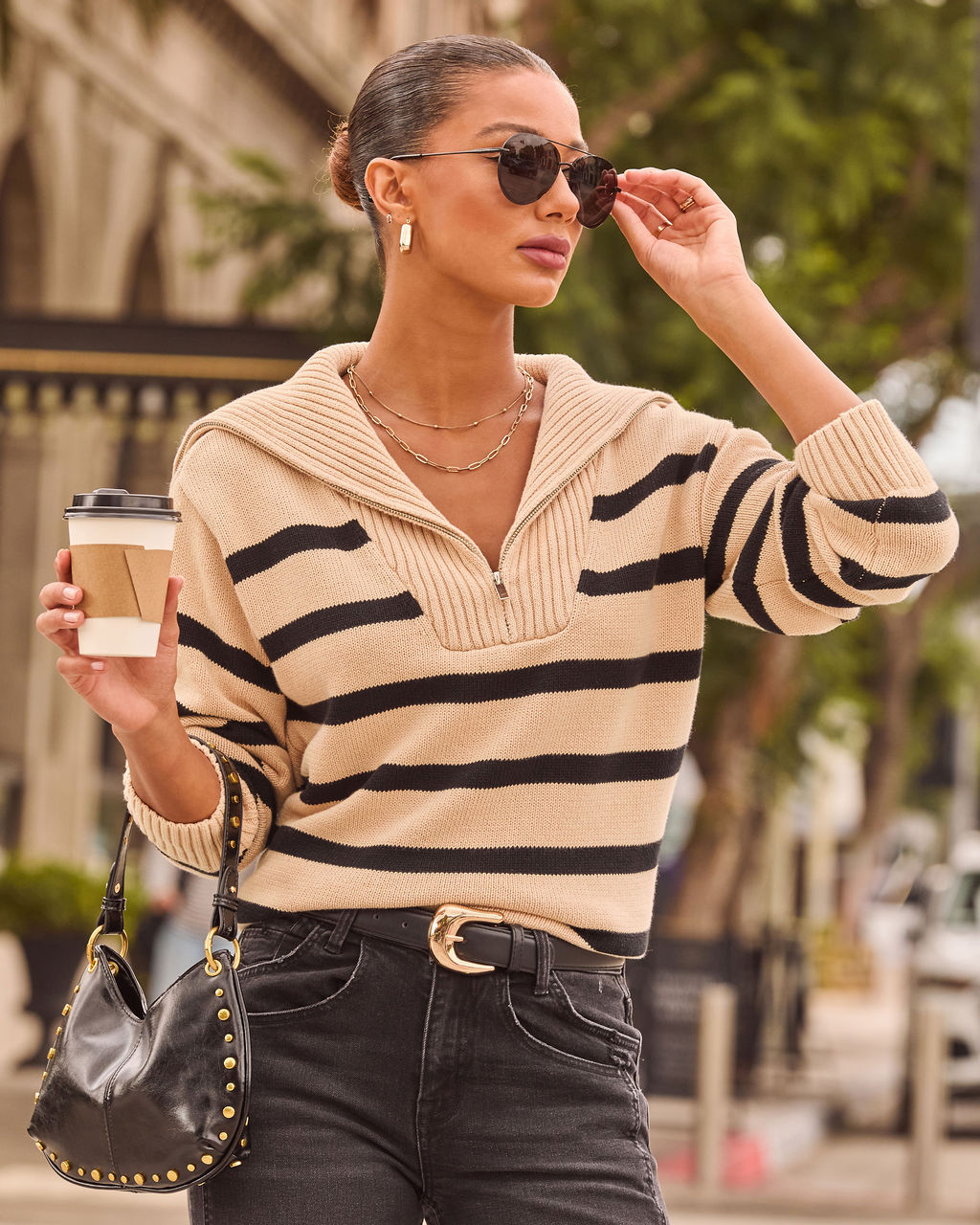 Oakley Cotton Striped Knit Pullover Sweater-Vogue Logic