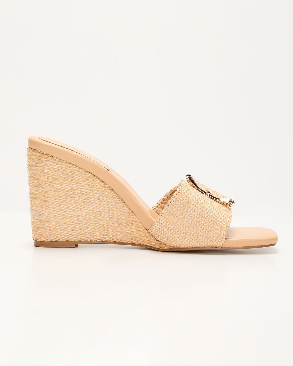 Giavanna Buckle Straw Wedge-Vogue Logic