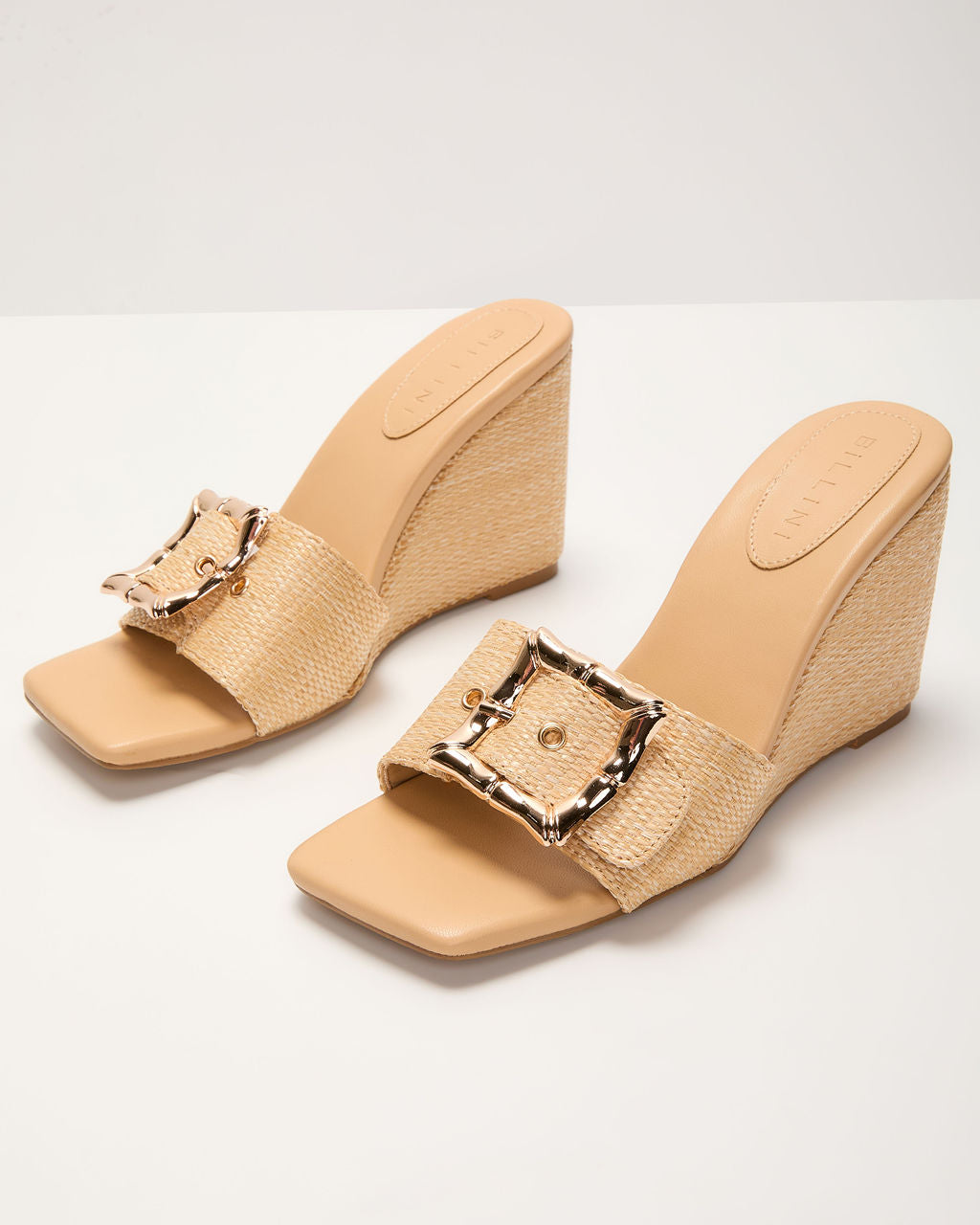 Giavanna Buckle Straw Wedge-Vogue Logic