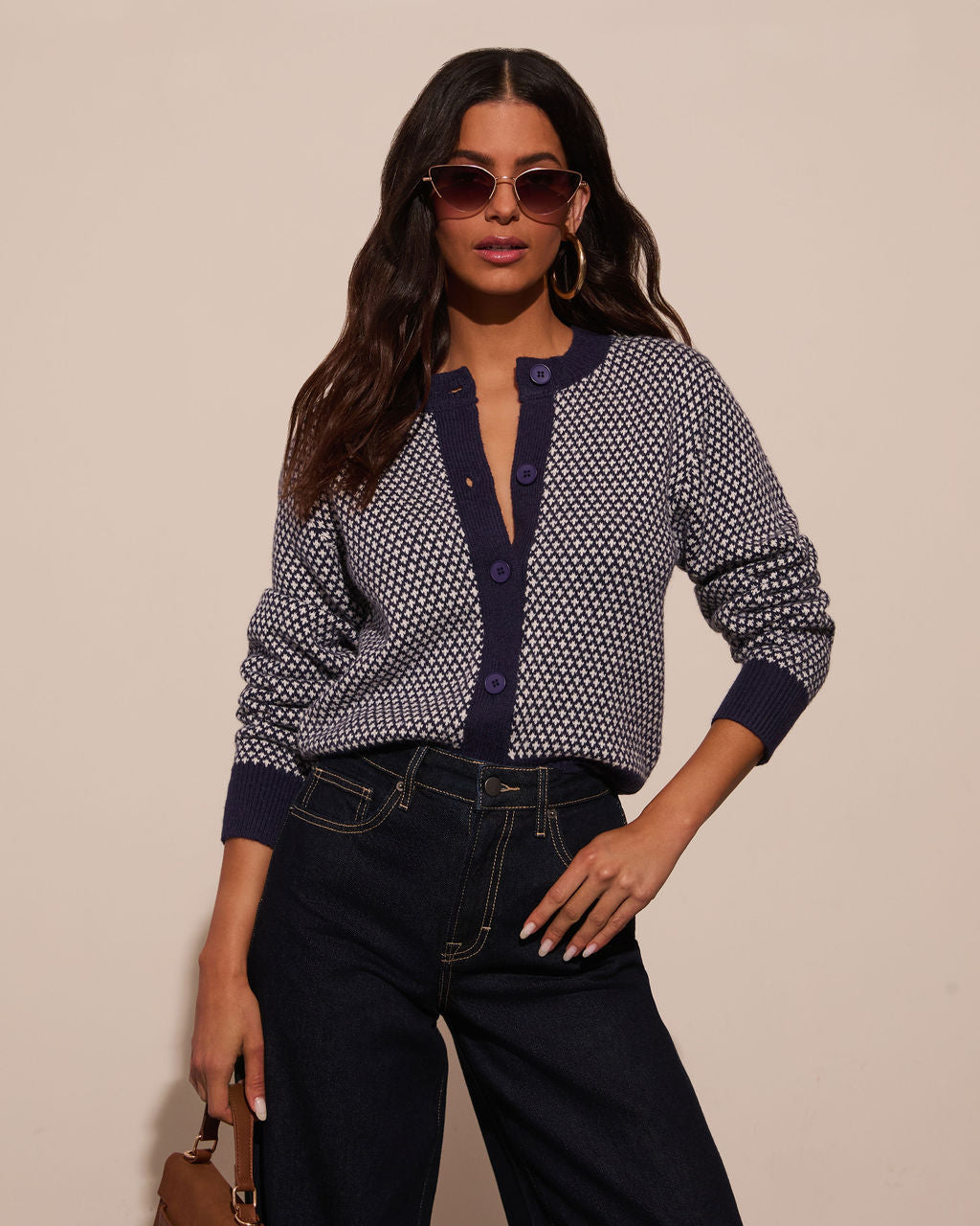 Spot On Abstract Contrast Cardigan-Vogue Logic