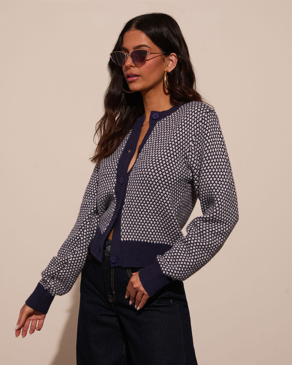 Spot On Abstract Contrast Cardigan-Vogue Logic