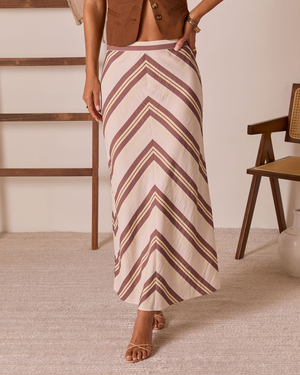 Tender Note Chevron Maxi Skirt-Vogue Logic