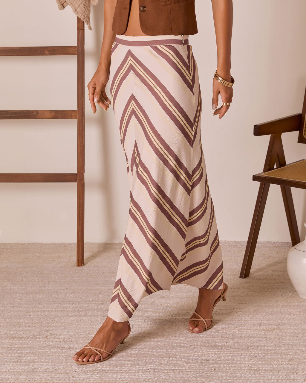 Tender Note Chevron Maxi Skirt-Vogue Logic