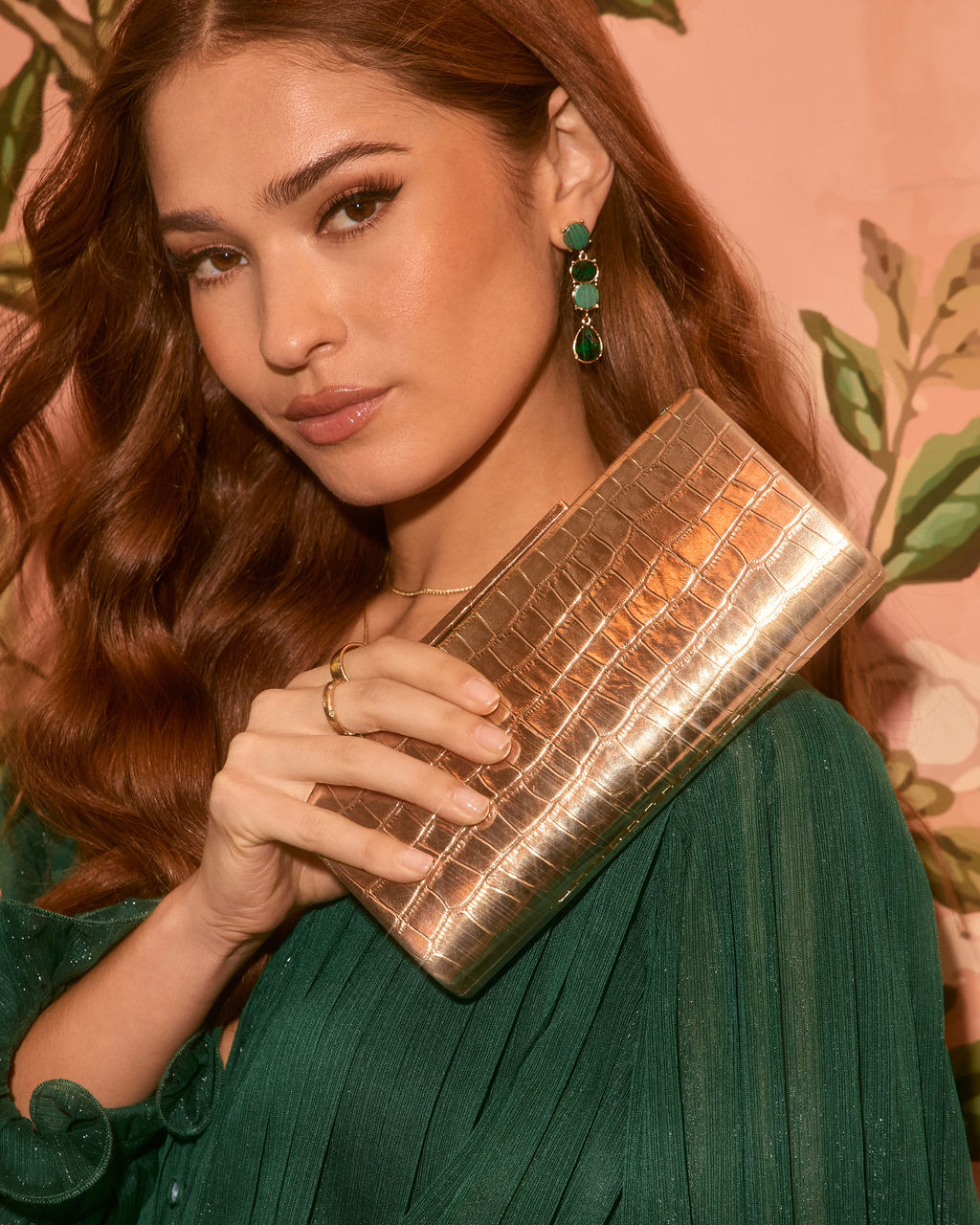 Starlet Hour Metallic Embossed Hard Case Clutch-Vogue Logic