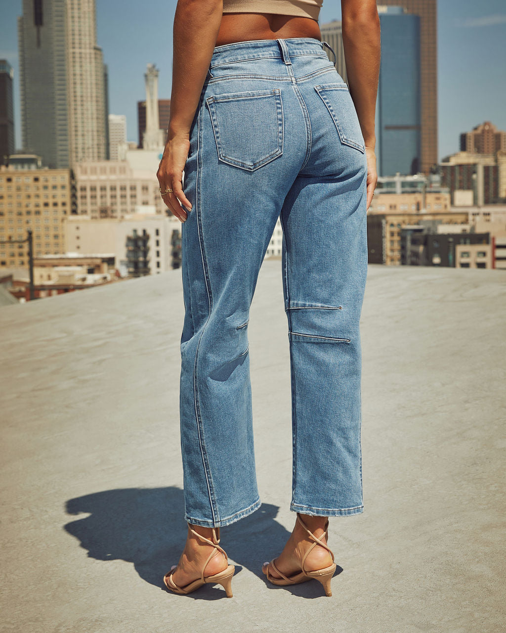 Free Cove Super Stretch High Rise Barrel Jeans-Vogue Logic