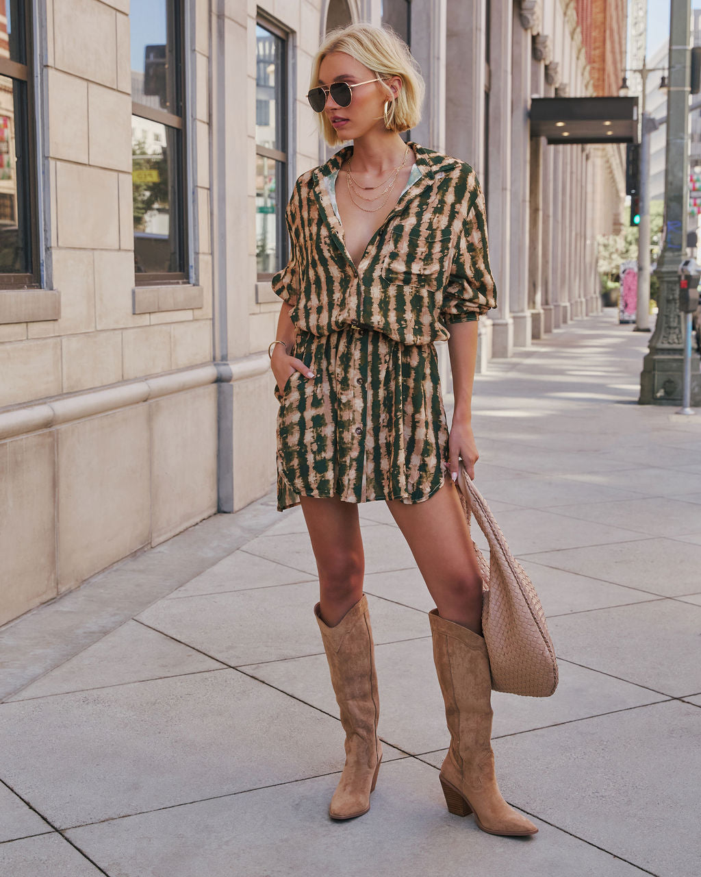 Queen Retro Printed Shirt Dress-Vogue Logic