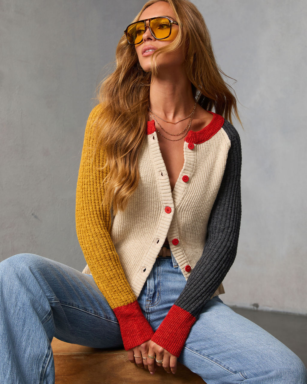 Celinda Knit Colorblock Cardigan-Vogue Logic