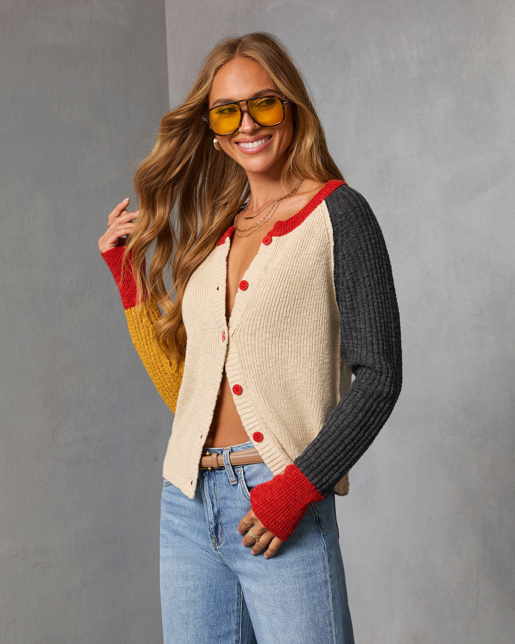 Celinda Knit Colorblock Cardigan-Vogue Logic