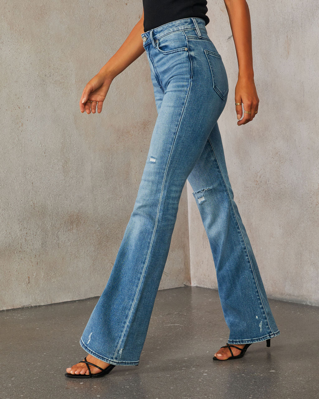 Ayla Super Stretch High Rise Flare Jeans-Vogue Logic