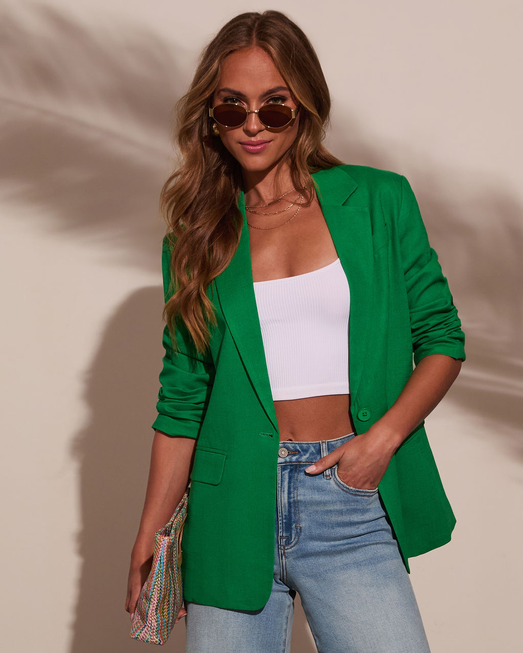 Away Message Oversized Linen Blazer-Vogue Logic