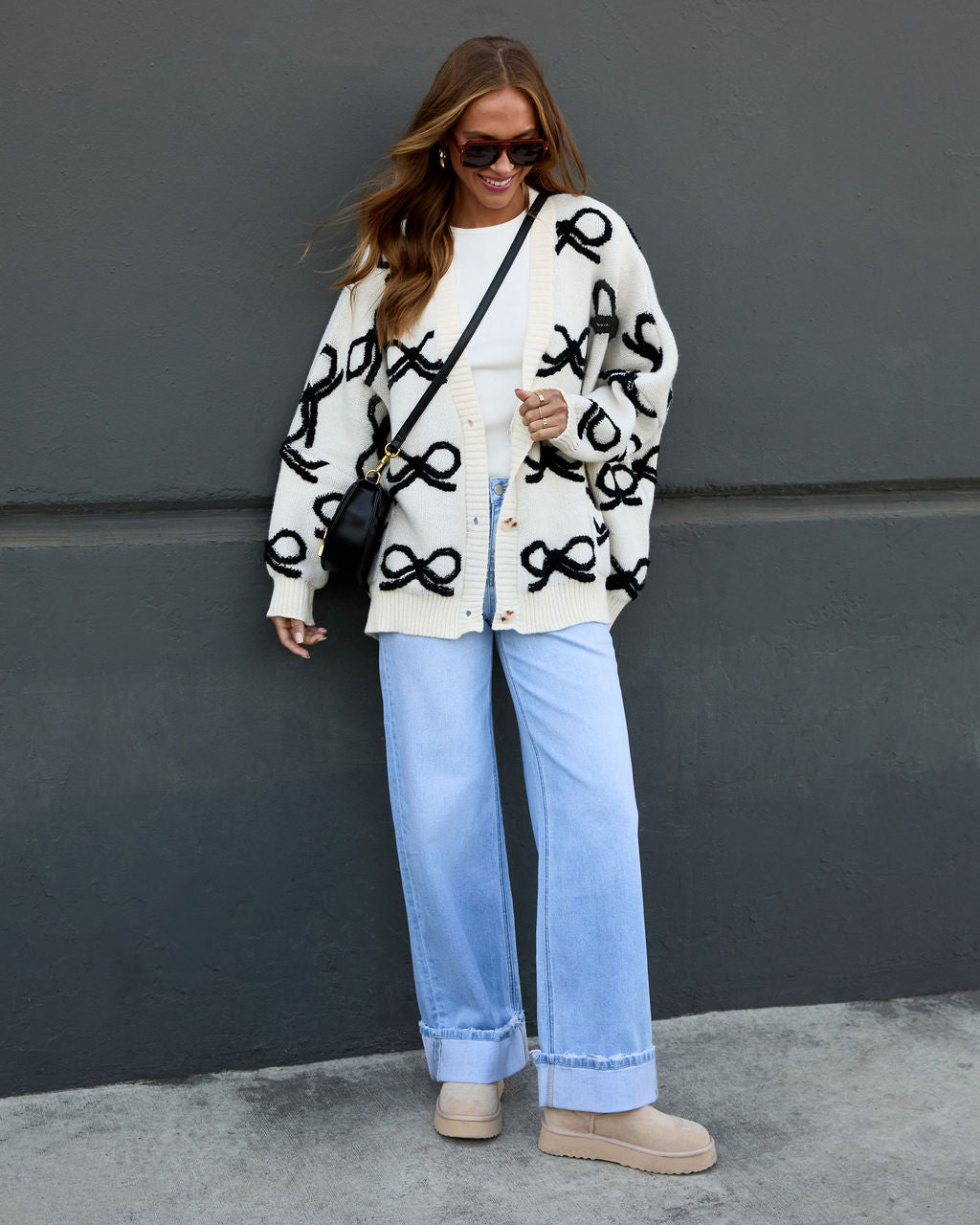 Dreamy Days Printed Bow Cardigan-Vogue Logic