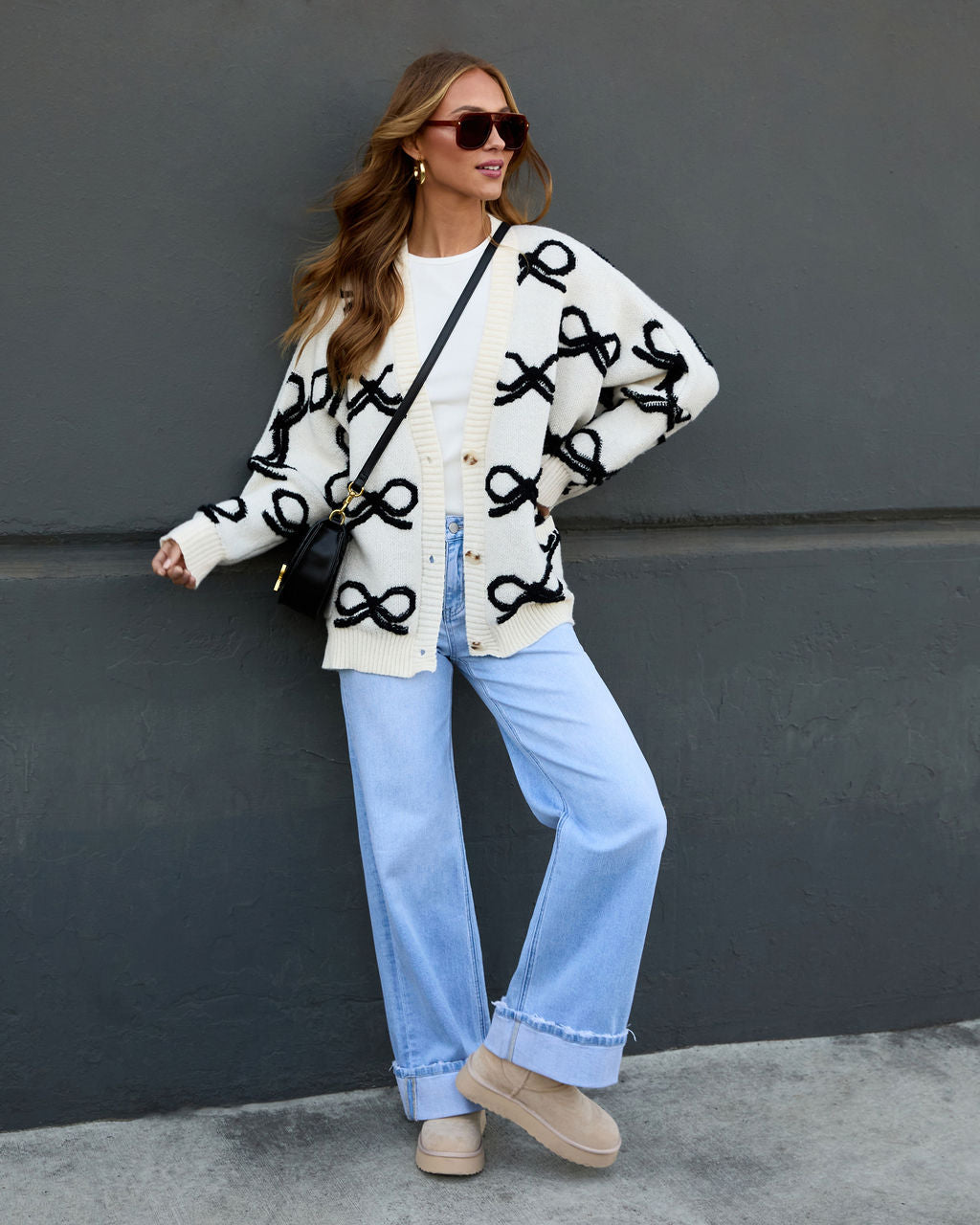 Dreamy Days Printed Bow Cardigan-Vogue Logic