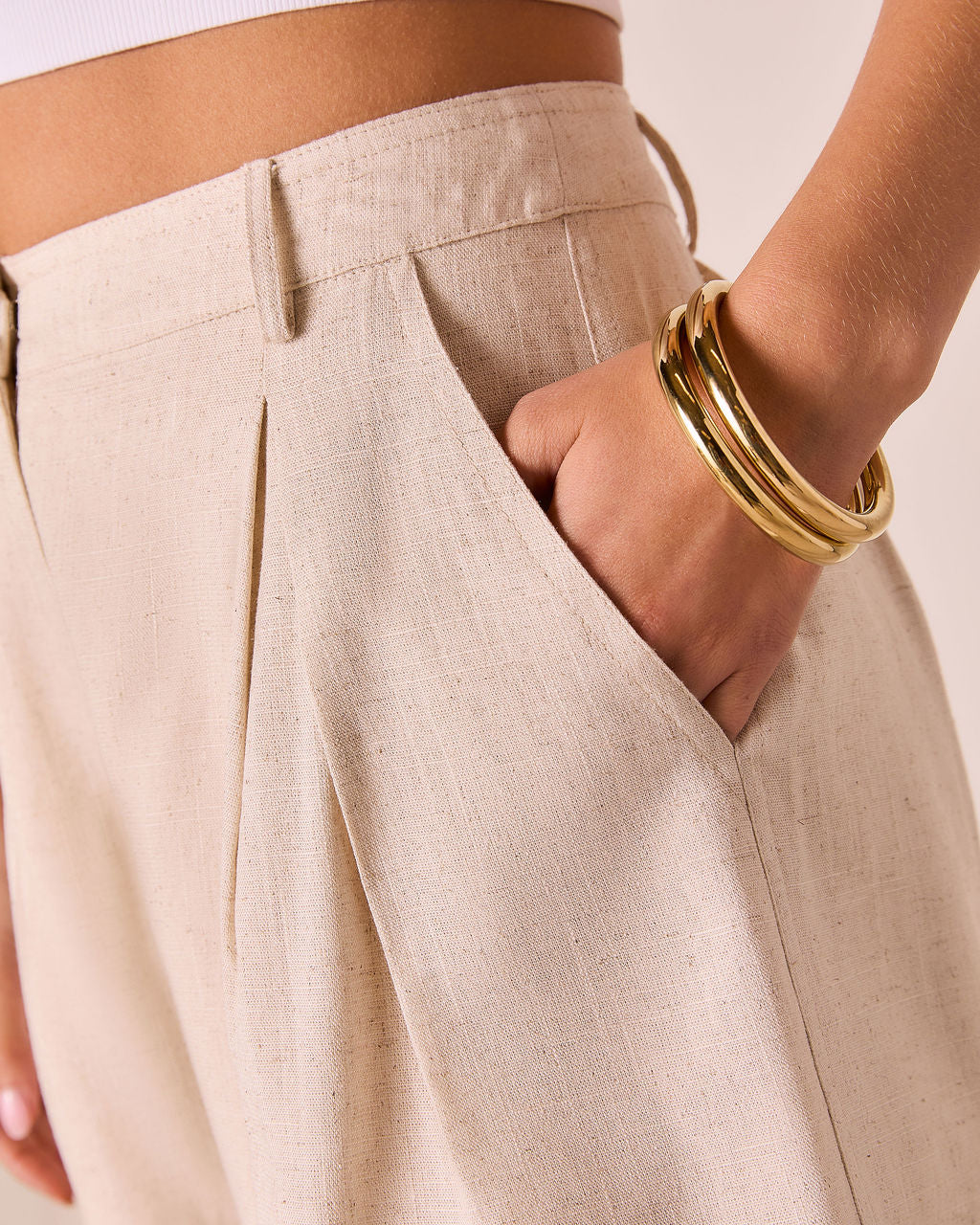 Rayelen Pleated Linen Shorts-Vogue Logic